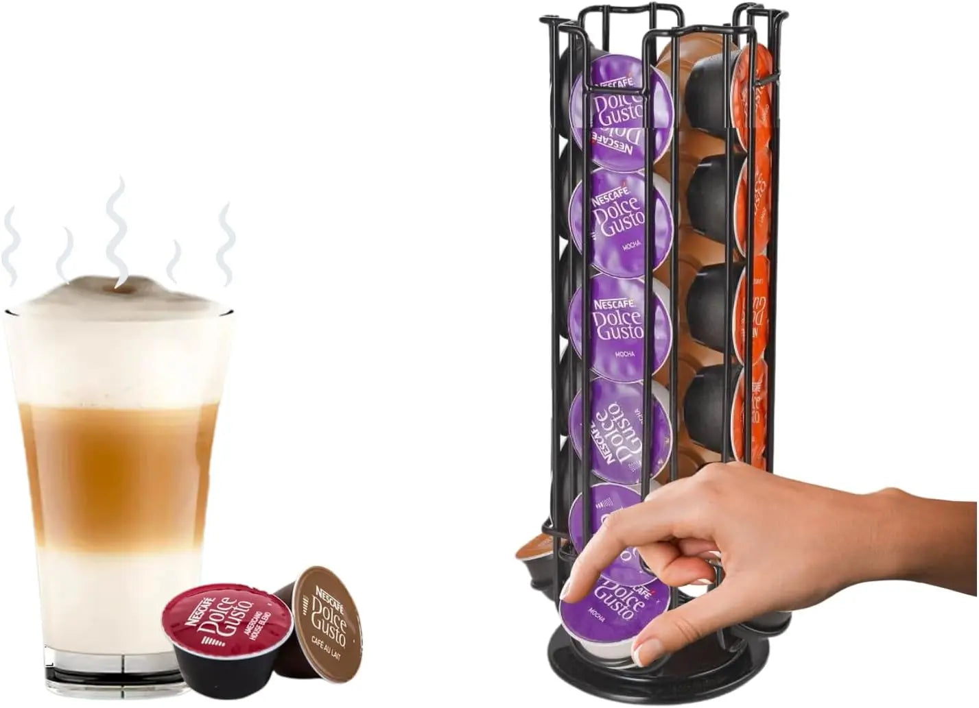 Coffee Capsule Holder Compatible with Dolce Gusto Pods (24Pcs) Coffee Pod Stands Rotating Coffee Pod Rack