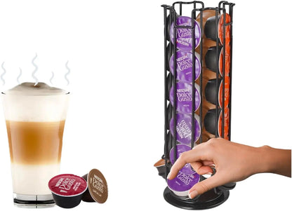 Coffee Capsule Holder Compatible with Dolce Gusto Pods (24Pcs) Coffee Pod Stands Rotating Coffee Pod Rack