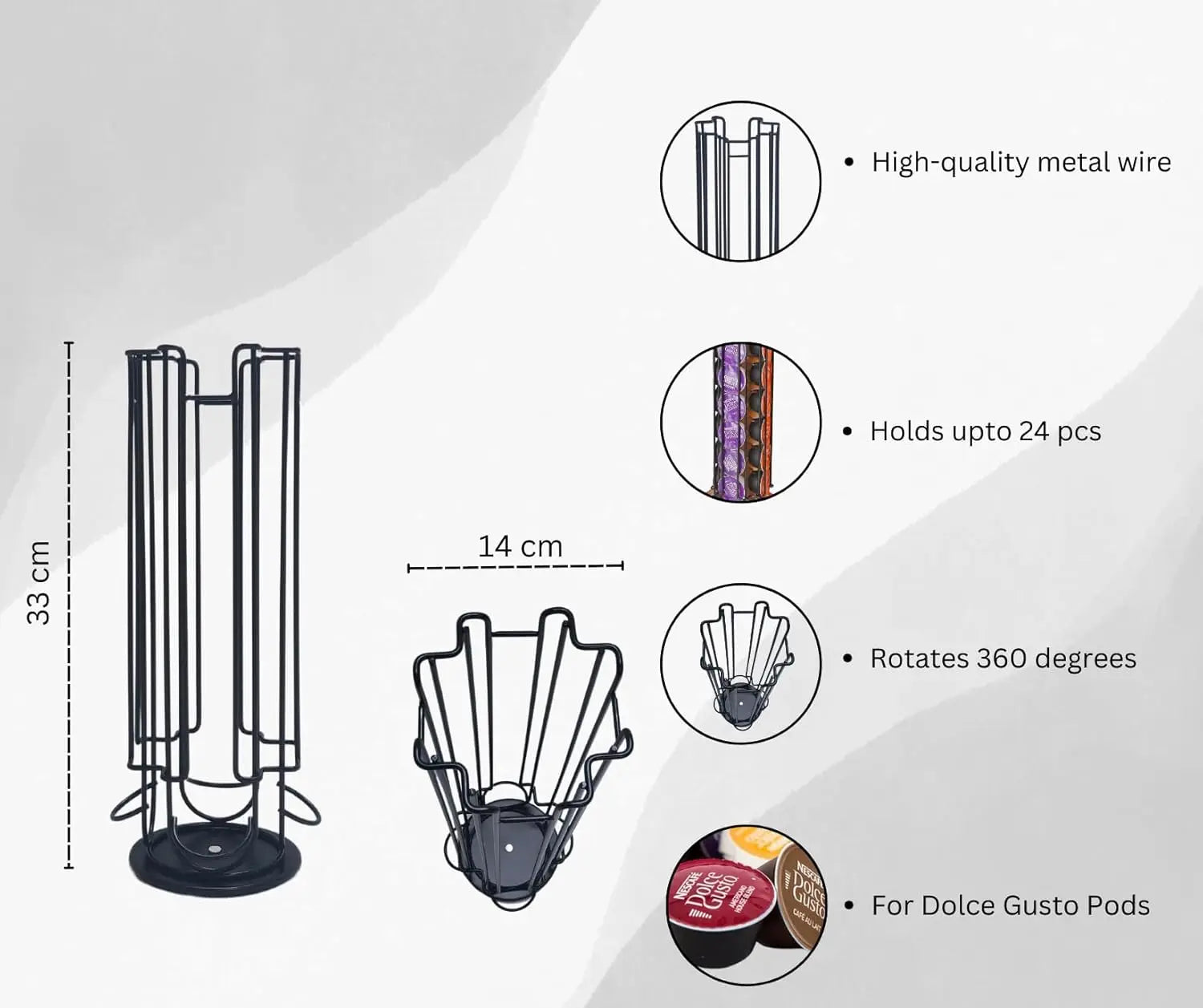Coffee Capsule Holder Compatible with Dolce Gusto Pods (24Pcs) Coffee Pod Stands Rotating Coffee Pod Rack