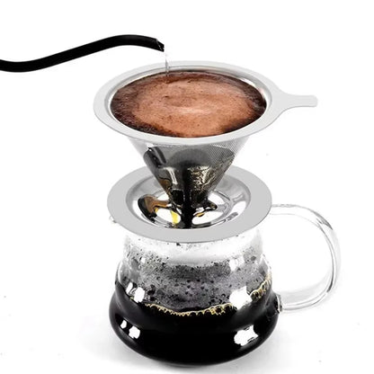 Reusable Coffee Filter Holder Versatile Double Layer Stainless Steel Coffee Tea Strainer Coffee Accessories Coffee Making Tool