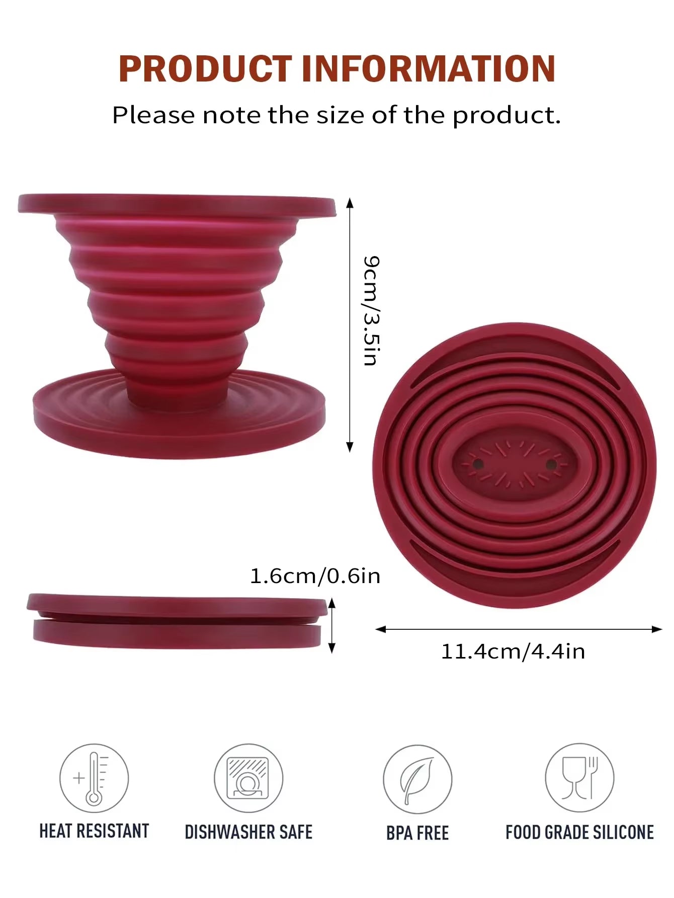 Collapsible Coffee Filter Rubber Coffee Maker Reusable Portable Camping Coffee Dripper for Hiking, Camping, Home, Office
