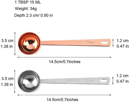Coffee Scoops, 1 PC 15 ML (1 TPSP) 304 Stainless Steel Tablespoon Long Handle Measuring Tablespoon Fits Container for Ground, Brewing, Milk Brewin (5.7Inches)