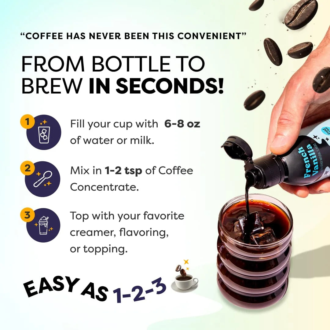 Cold Brew Iced Coffee Concentrate, 2 Pack Vanilla, Arabica Coffee Beverages, 35X Liquid Coffee Concentrate, Instant Coffee Alternative, Concentrated Ice Coffee Drinks & Cold-Brew, Coffee Gifts
