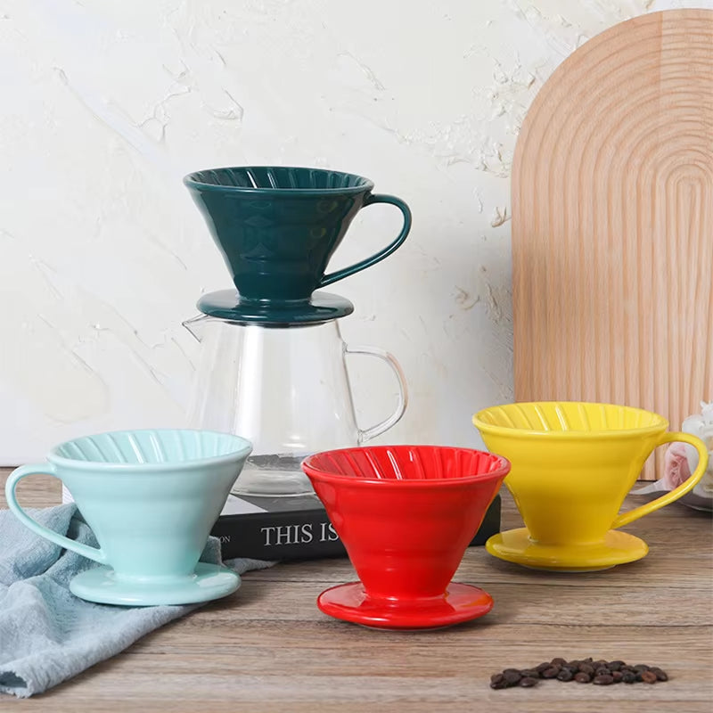 Ceramics Coffee Filter Cup Holder Pour over Espresso Coffee Dripper Coffee Baskets Percolator Reusable Cups Coffee Accessories