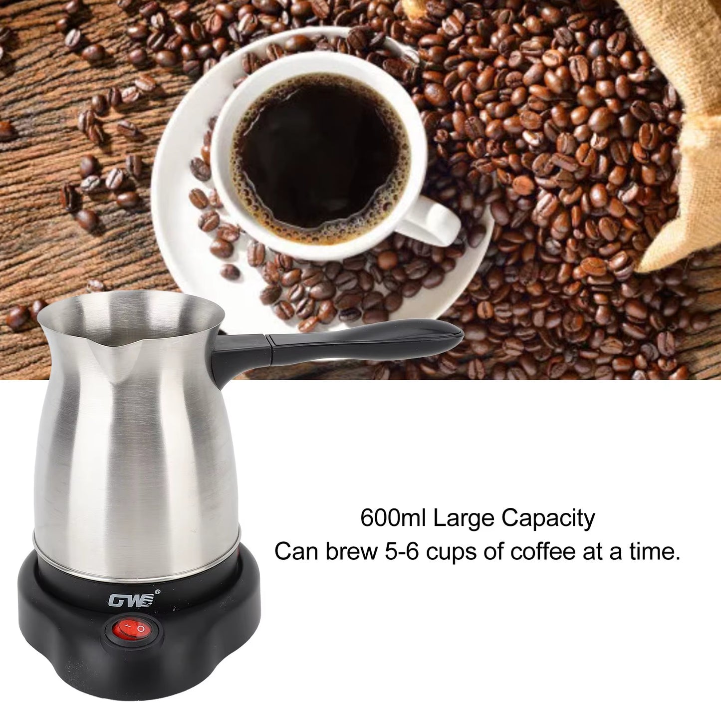 Electric Coffee Maker Electric Turkish Coffee Maker 600Ml Stainless Steel Electric Turkish Coffee Machine Kettle Coffee Machine