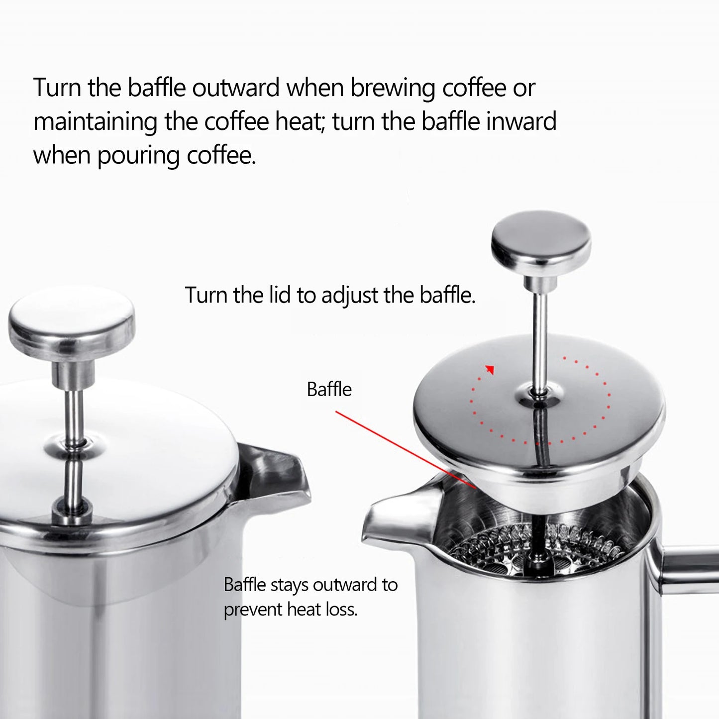 350Ml/800Ml/1000Ml French Press Coffee Maker Stainless Steel Double Walled Insulated Coffee Maker Pot Coffee Maker Coffee Pot