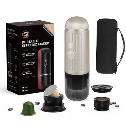 Portable Espresso Coffee Maker Electric Coffee Machine 19Bar Automatic Heating Fit Nespresso Capsule Pods Ground Coffee