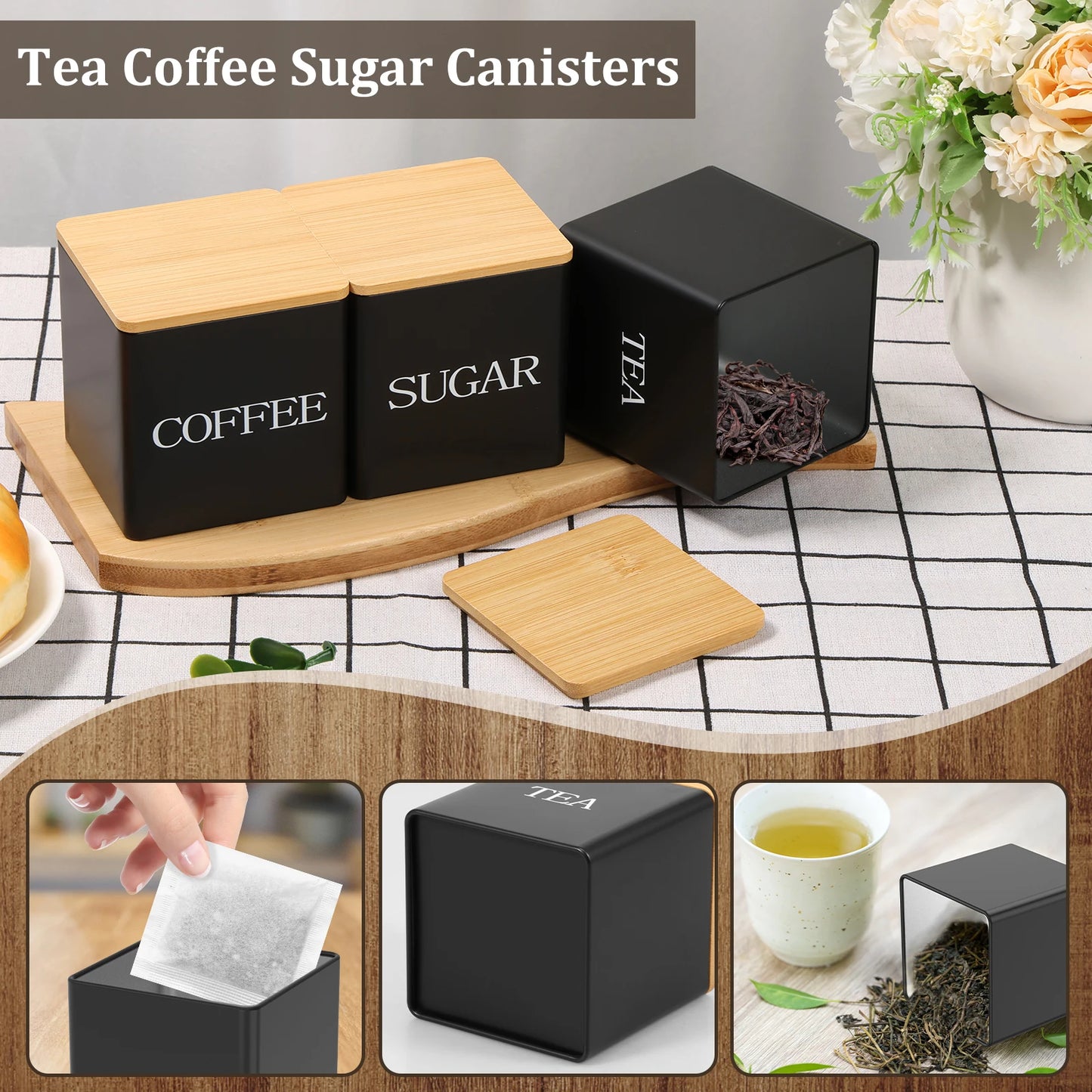 3Pcs Coffee Bean Storage Tea Sugar Canister Coffee Bean Splitting Bottle Storage Coffee Sealing Can Kitchen Coffee Accessories