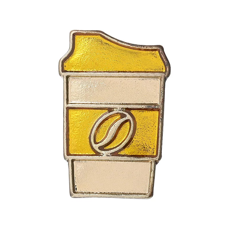 Coffee Maker Enamel Brooch Coffee Bean Grinder Coffee Kettle Cup Bag Barista Badge Punk Lapel Coffee Collection Pin Jewelry Gift
