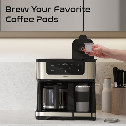 Dual Coffee Maker, Programmable 12-Cup Coffee Pot & Single Serve Coffee Machine