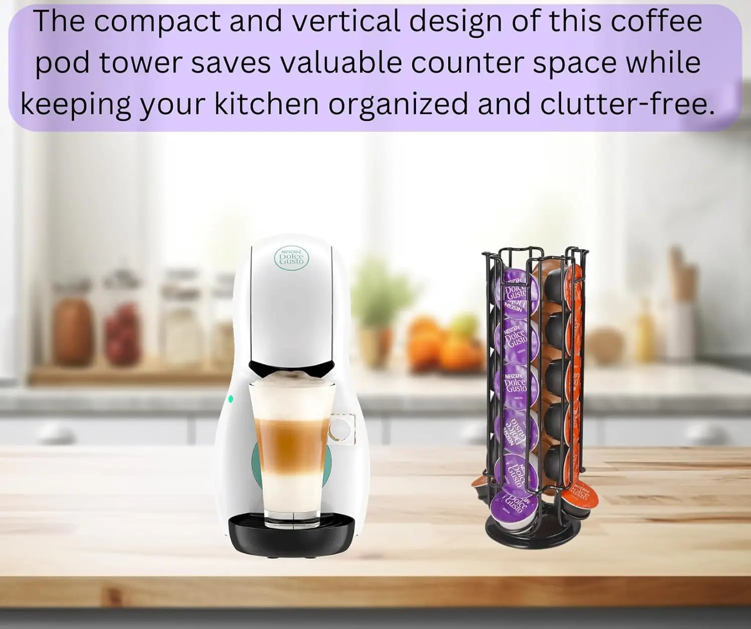 Coffee Capsule Holder Compatible with Dolce Gusto Pods (24Pcs) Coffee Pod Stands Rotating Coffee Pod Rack