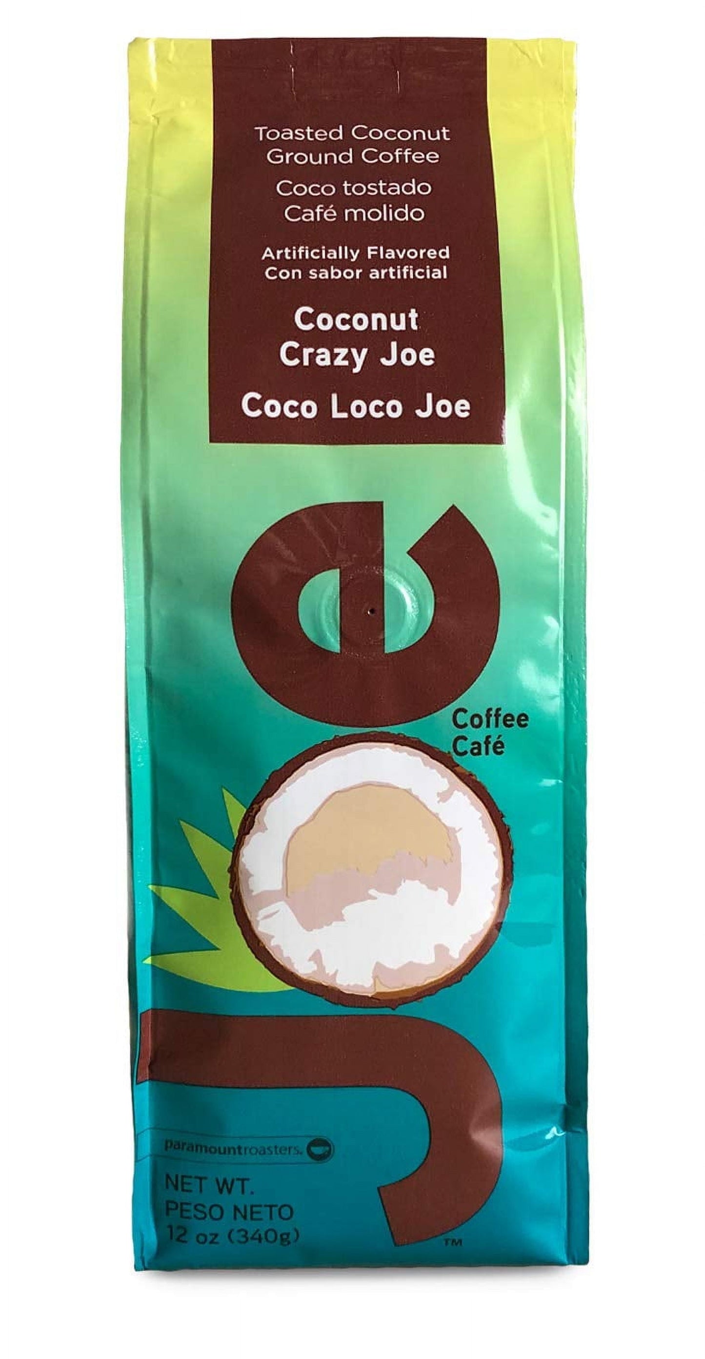 , Coconut Crazy Joe, 12Oz Bag, Medium Roast, Flavored Coffee