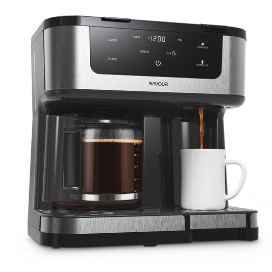 Dual Coffee Maker, Programmable 12-Cup Coffee Pot & Single Serve Coffee Machine