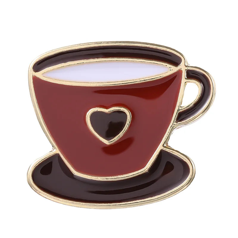 Coffee Maker Enamel Brooch Coffee Bean Grinder Coffee Kettle Cup Bag Barista Badge Punk Lapel Coffee Collection Pin Jewelry Gift