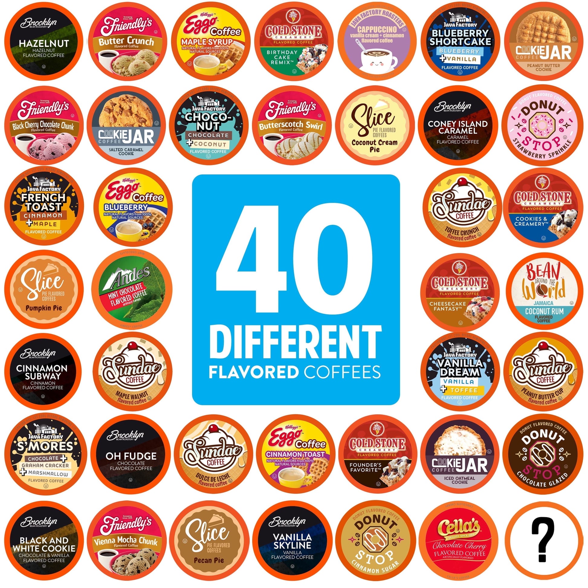 Flavored Coffee Pods Compatible with Keurig K Cup Brewers, Assorted Flavored Coffee, 40 Count