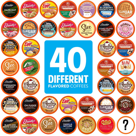 Flavored Coffee Pods Compatible with Keurig K Cup Brewers, Assorted Flavored Coffee, 40 Count
