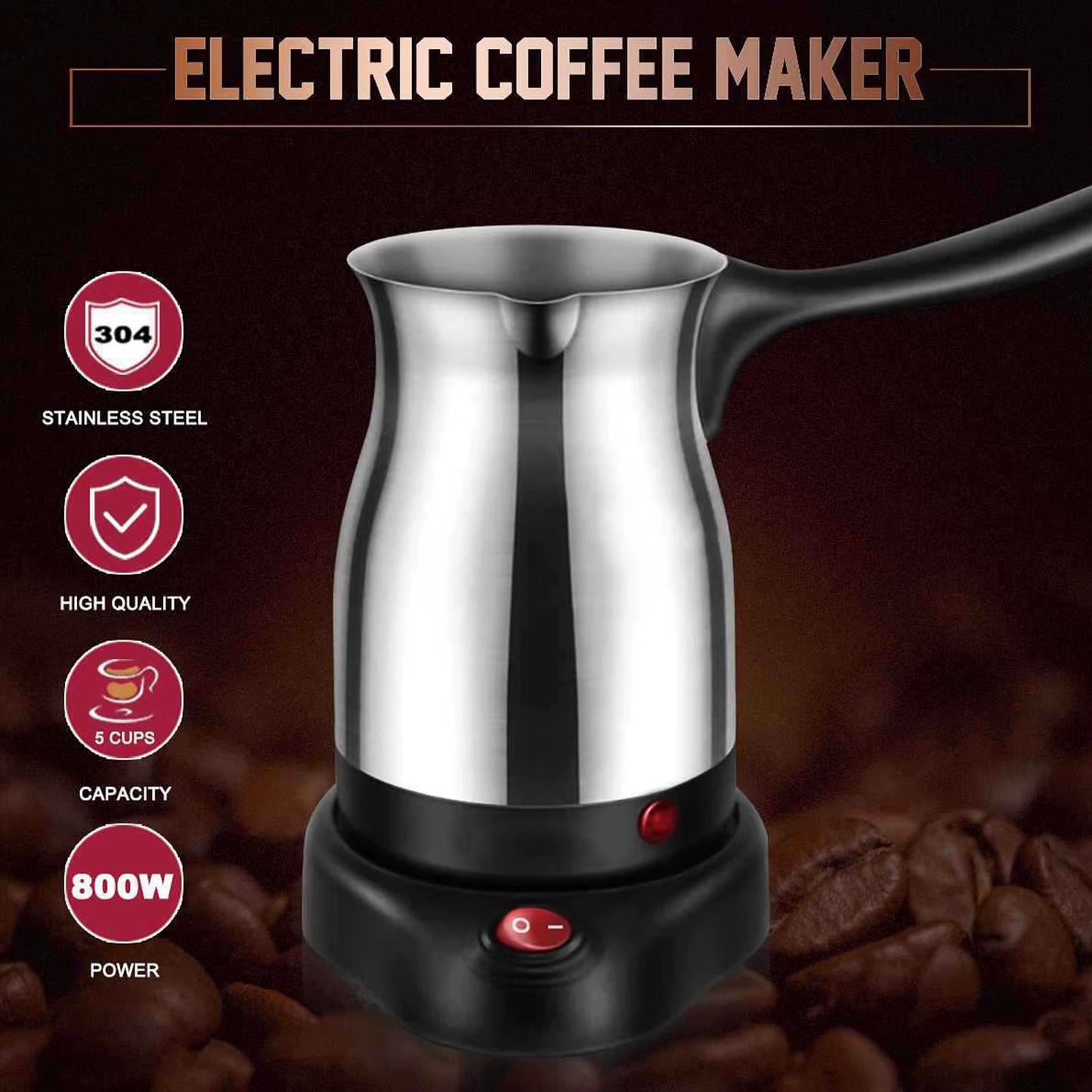 Electric Coffee Maker Electric Turkish Coffee Maker 600Ml Stainless Steel Electric Turkish Coffee Machine Kettle Coffee Machine
