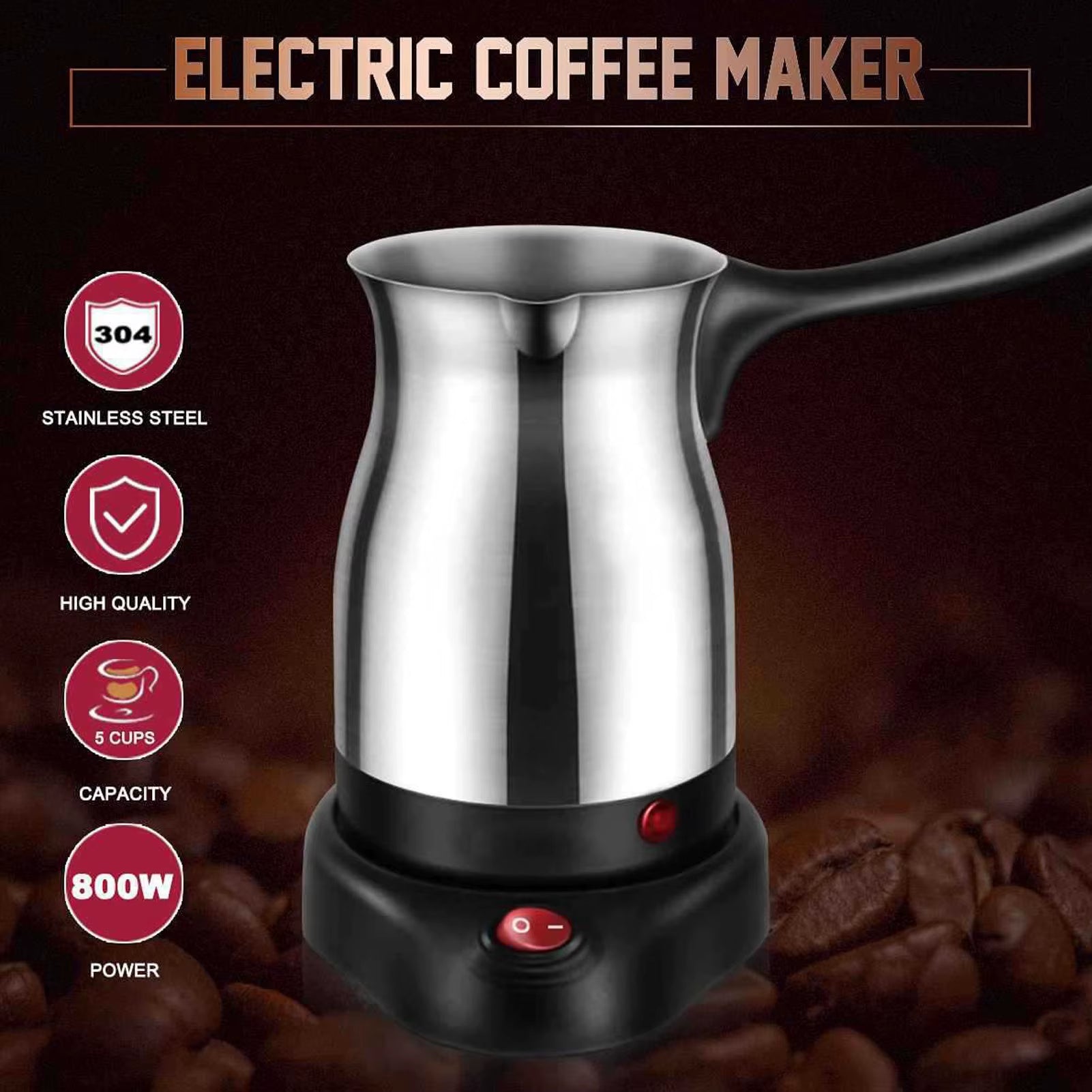 Electric Coffee Maker Electric Turkish Coffee Maker 600Ml Stainless Steel Electric Turkish Coffee Machine Kettle Coffee Machine