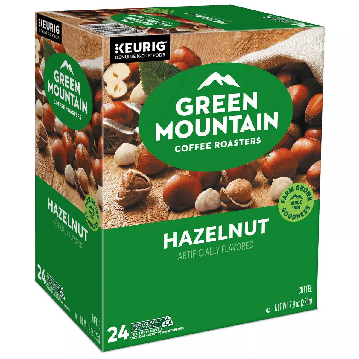 24Ct Green Mountain Coffee Hazelnut Keurig K-Cup Coffee Pods Flavored Coffee Light Roast