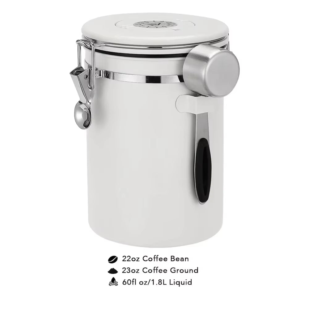 1800Ml Coffee Canister Airtight 22Oz Coffee Container Stainless Steel Coffee Bean Storage Container with Scoop for Beans Black