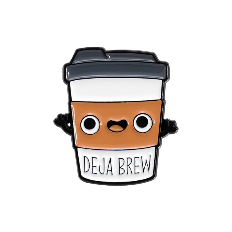 Coffee Maker Enamel Brooch Coffee Bean Grinder Coffee Kettle Cup Bag Barista Badge Punk Lapel Coffee Collection Pin Jewelry Gift