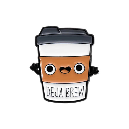 Coffee Maker Enamel Brooch Coffee Bean Grinder Coffee Kettle Cup Bag Barista Badge Punk Lapel Coffee Collection Pin Jewelry Gift
