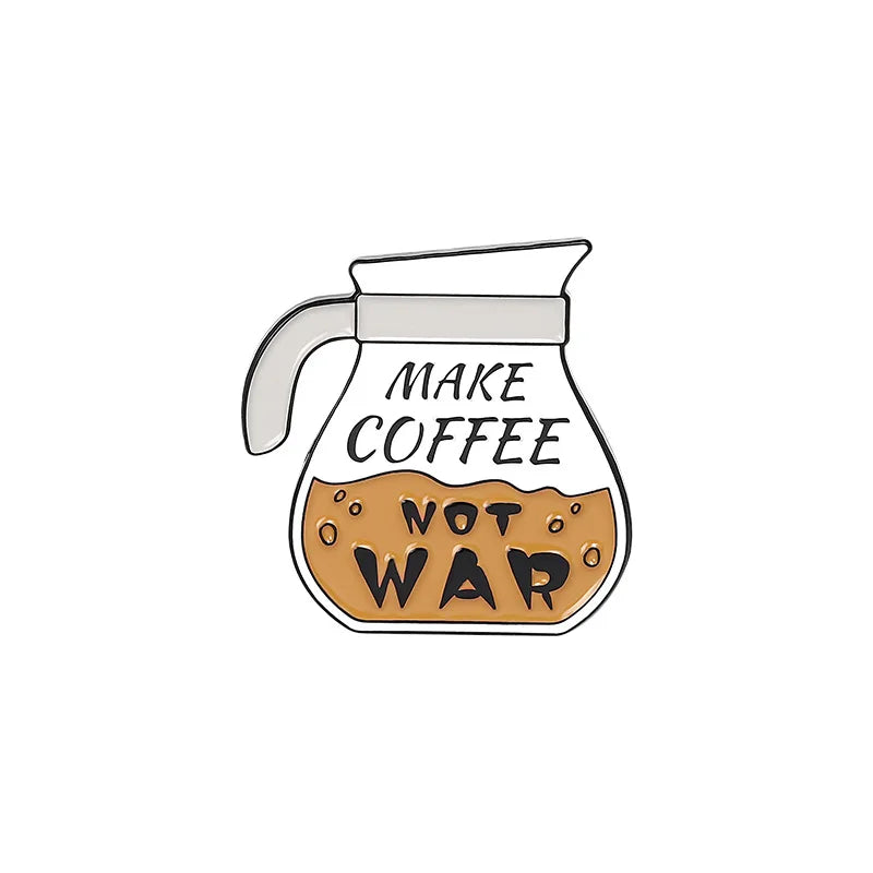 Coffee Maker Enamel Brooch Coffee Bean Grinder Coffee Kettle Cup Bag Barista Badge Punk Lapel Coffee Collection Pin Jewelry Gift