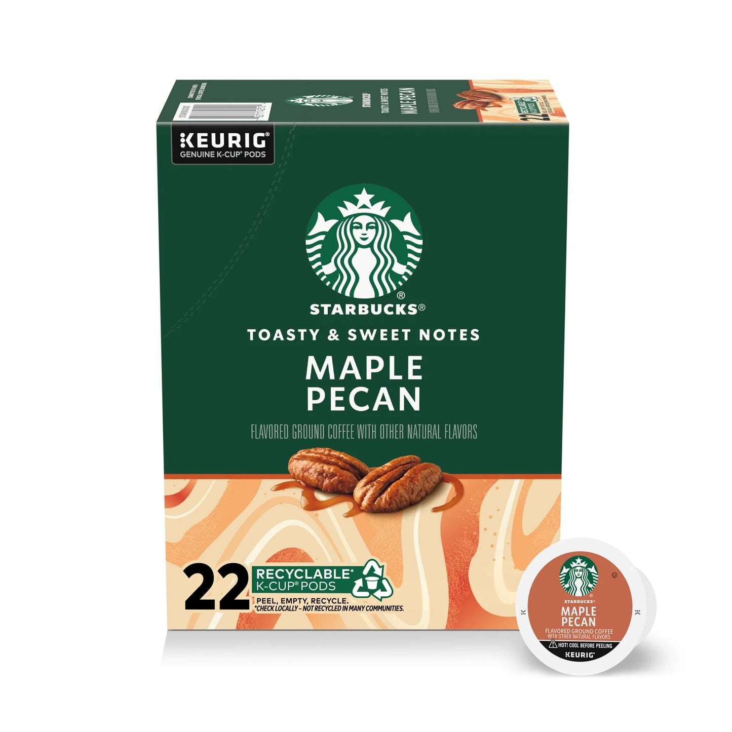 Starbucks Maple Pecan, Hot or Iced Coffee, Flavored K-Cup Coffee Pods, 22 Count​