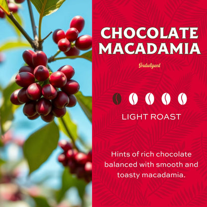 Chocolate Macadamia Ground Coffee, 100% Arabica, Light Roast, 24 Oz