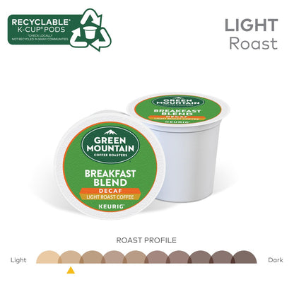 Green Mountain Coffee Roasters Breakfast Blend Decaf Coffee, Keurig Si