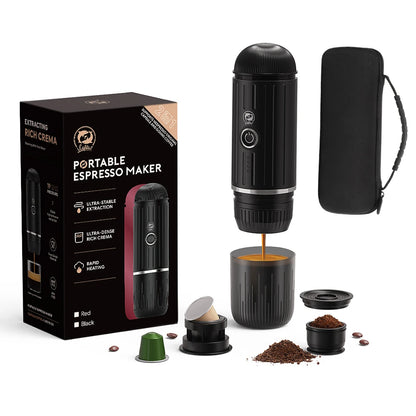 Portable Espresso Coffee Maker Electric Coffee Machine 19Bar Automatic Heating Fit Nespresso Capsule Pods Ground Coffee