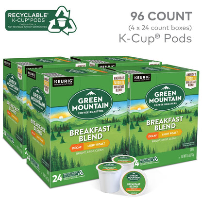Green Mountain Coffee Roasters Breakfast Blend Decaf Coffee, Keurig Si