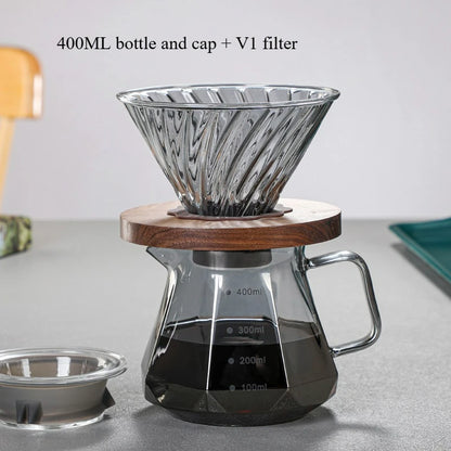 Diamond Fashion Design Glass Coffee Carafe Glass Coffee Server for Drip Coffee Maker,Coffee Pot with Lid,Pour over Coffee Filter