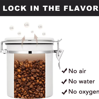 1800Ml Coffee Canister Airtight 22Oz Coffee Container Stainless Steel Coffee Bean Storage Container with Scoop for Beans Black