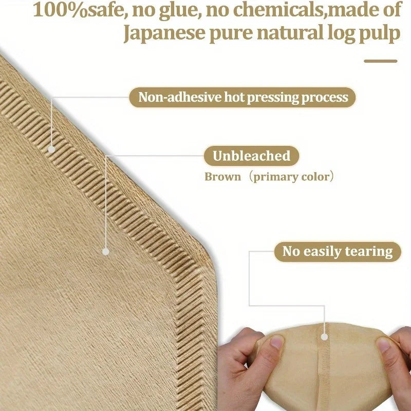 100Pcs Unbleached Original Wooden Hand Drip Paper Coffee Brewer Coffee Filter Bag Coffee Maker Accessories