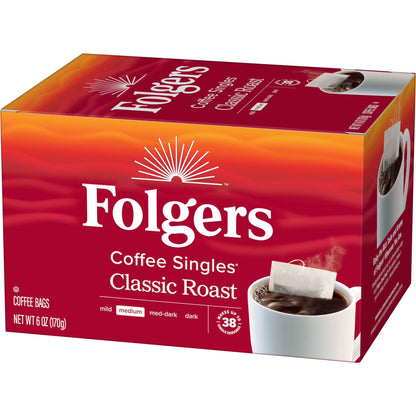Coffee Singles Classic Roast Coffee Bags, 38 Count
