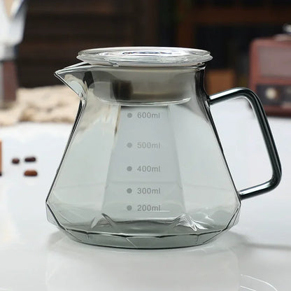 Diamond Fashion Design Glass Coffee Carafe Glass Coffee Server for Drip Coffee Maker,Coffee Pot with Lid,Pour over Coffee Filter
