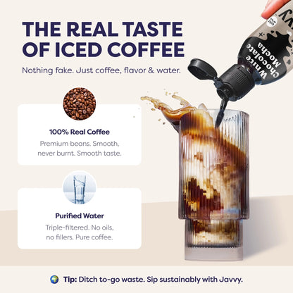 Javvy Coffee Concentrate - Cold Brew Coffee, Perfect for Instant Iced Coffee, Cold Brewed Coffee and Hot Coffee, 35 Servings - White Chocolate Mocha