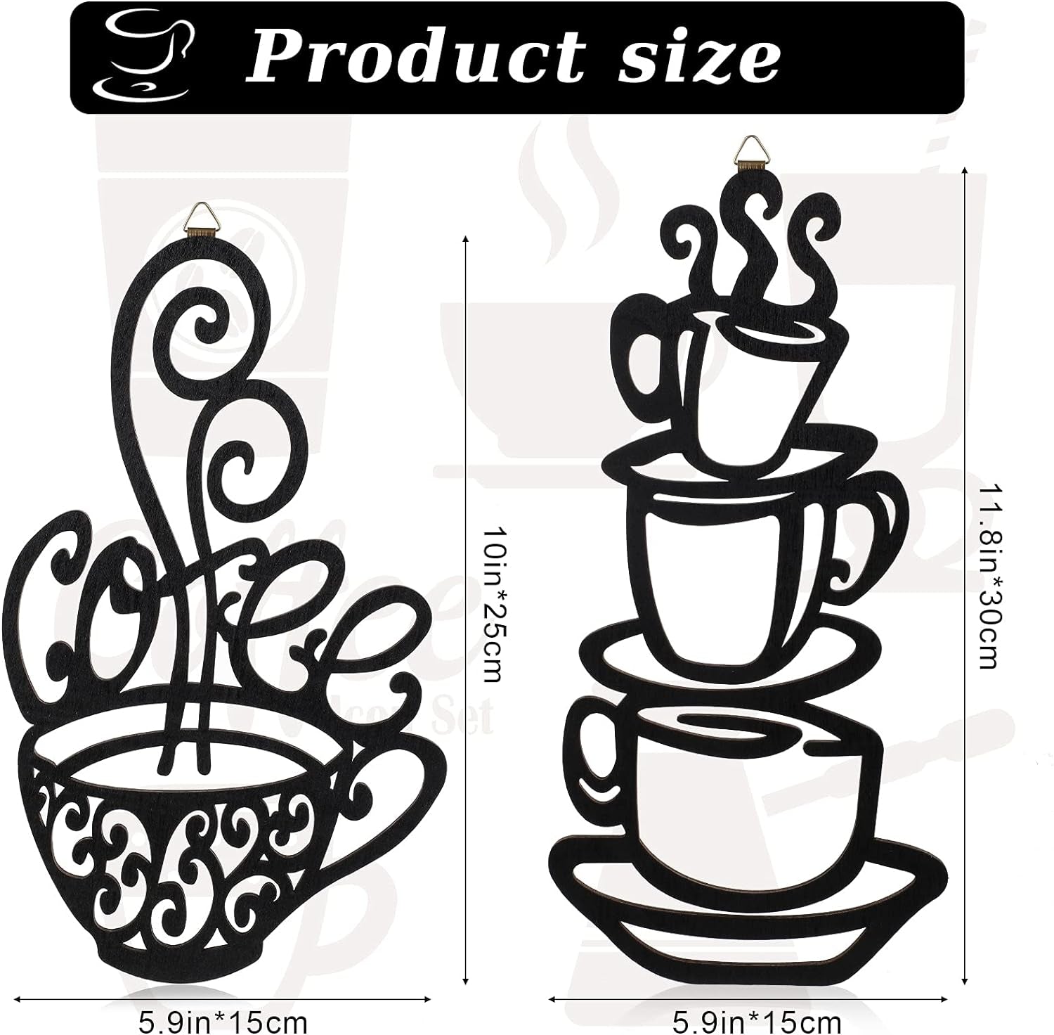 2 Pack Metal Hanging Coffee Bar Wall Sign Coffee Station Decor for Coffee Shop
