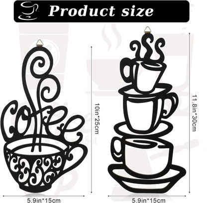 2 Pack Metal Hanging Coffee Bar Wall Sign Coffee Station Decor for Coffee Shop