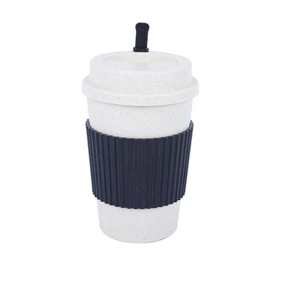 450ML Coffee Cups with Lids Wheat Straw Reusable Portable Coffee Cup Dishwasher Safe Coffee Mug Coffee Tea Travel Cups