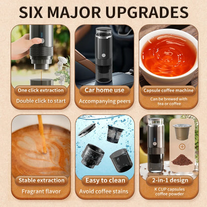 Portable Coffee Machine Coffee Maker Electric Capsule Ground Coffee Brewer Fit for Coffee Powder and Coffee Capsul Suitable