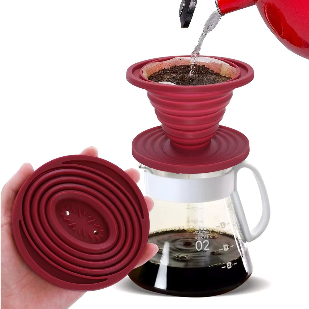 Collapsible Coffee Filter Rubber Coffee Maker Reusable Portable Camping Coffee Dripper for Hiking, Camping, Home, Office