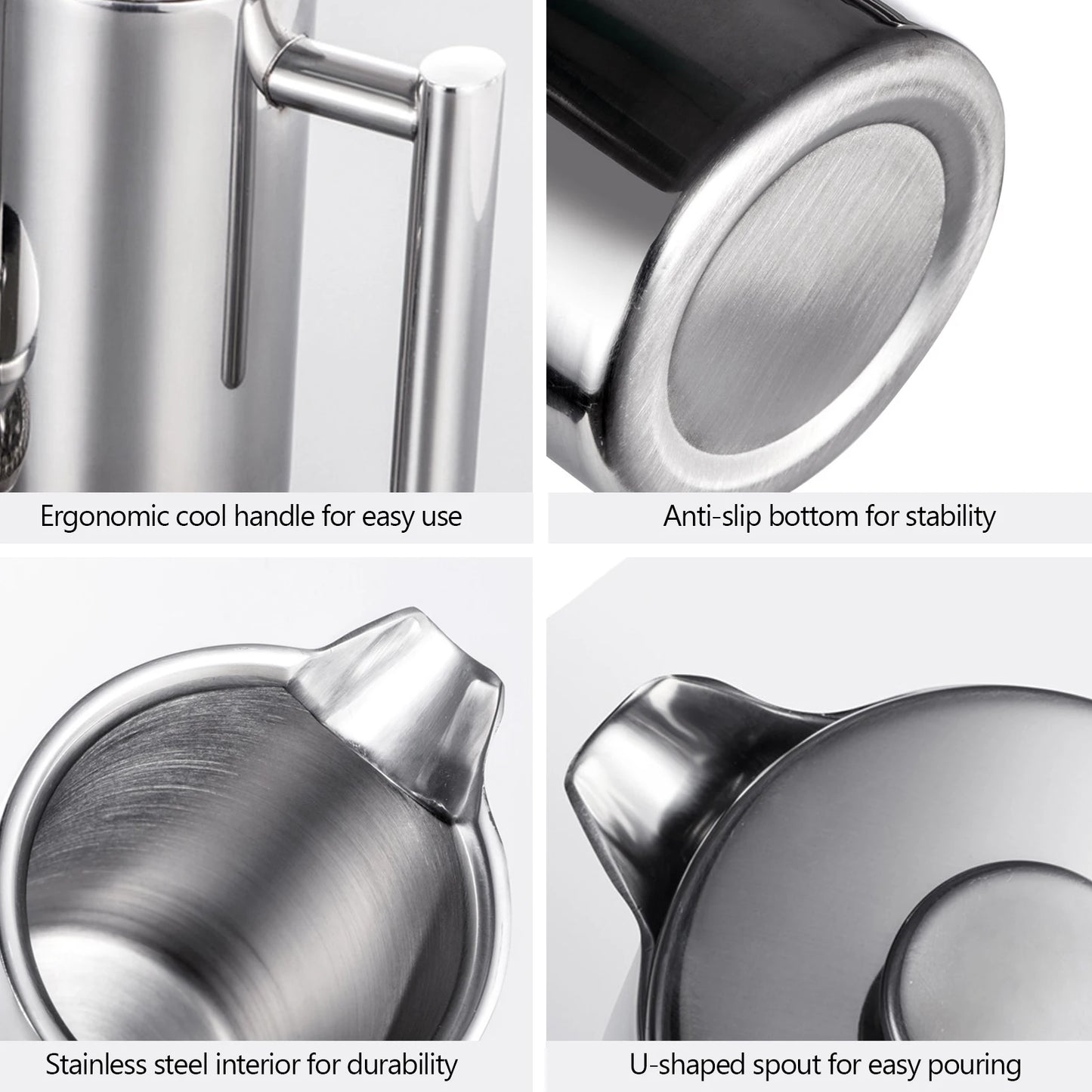 350Ml/800Ml/1000Ml French Press Coffee Maker Stainless Steel Double Walled Insulated Coffee Maker Pot Coffee Maker Coffee Pot