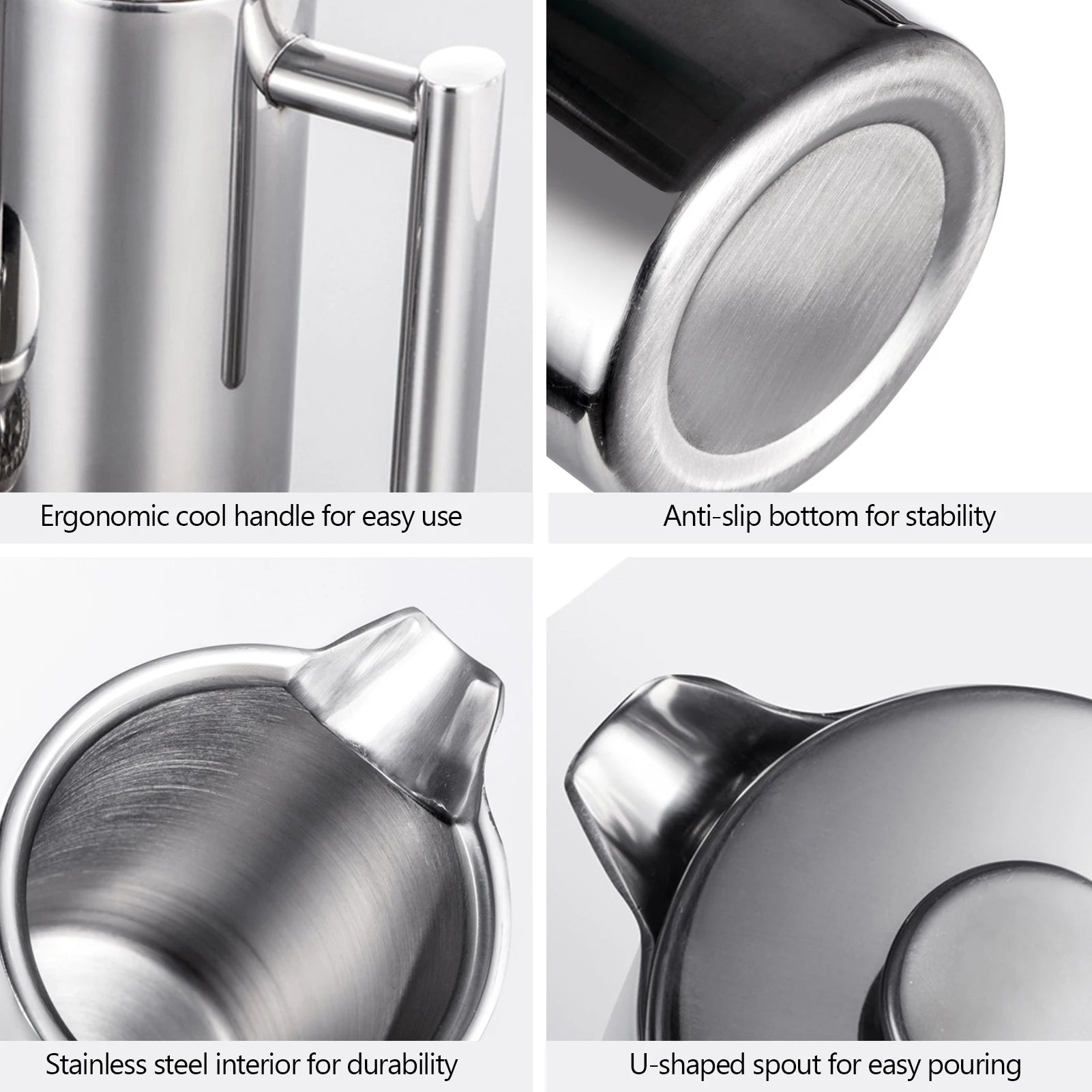350Ml/800Ml/1000Ml French Press Coffee Maker Stainless Steel Double Walled Insulated Coffee Maker Pot Coffee Maker Coffee Pot
