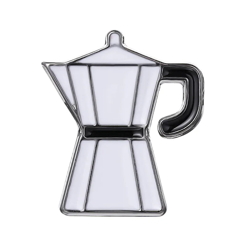 Coffee Maker Enamel Brooch Coffee Bean Grinder Coffee Kettle Cup Bag Barista Badge Punk Lapel Coffee Collection Pin Jewelry Gift