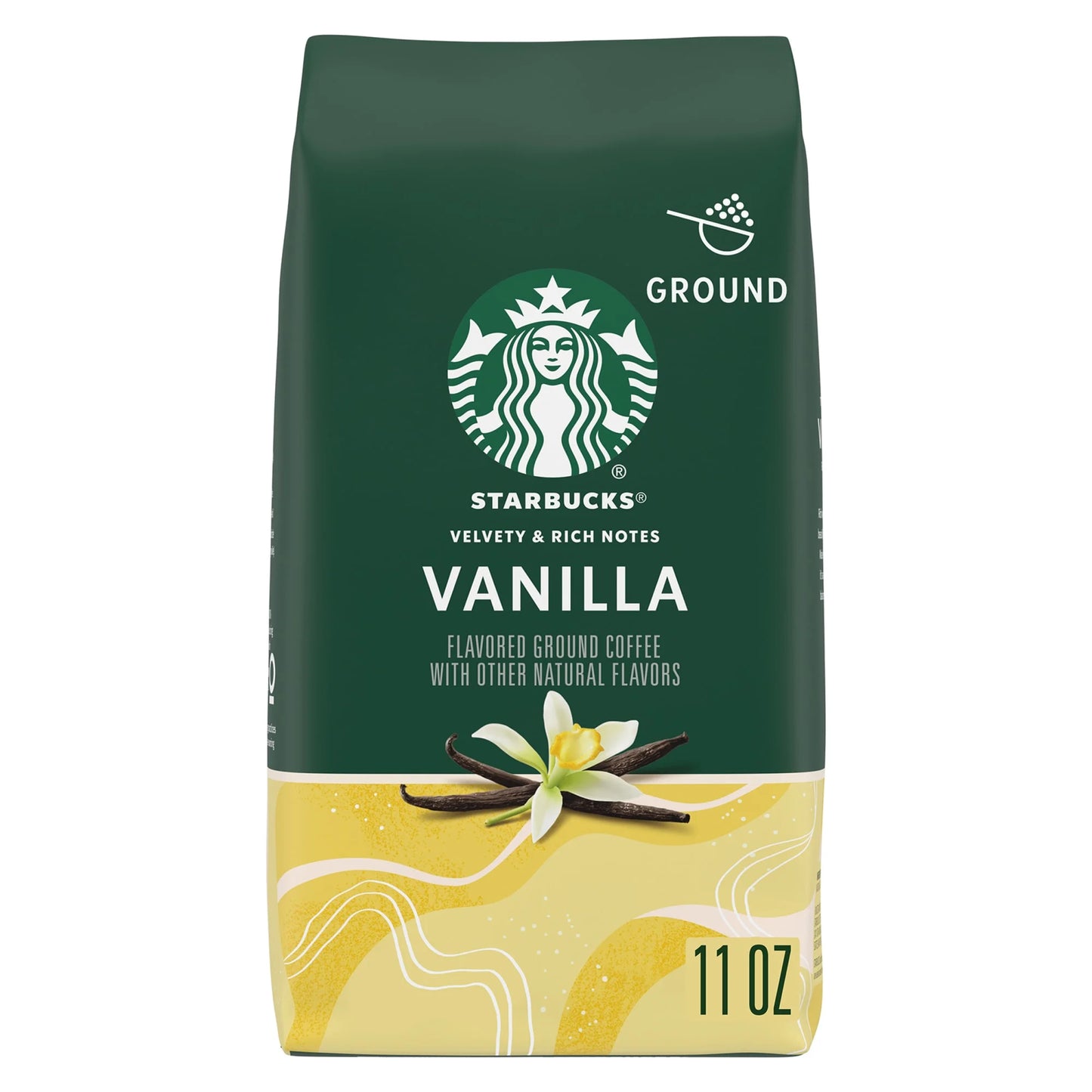 Starbucks Vanilla, Ground Coffee, Flavored Hot or Iced Coffee, 11 Oz