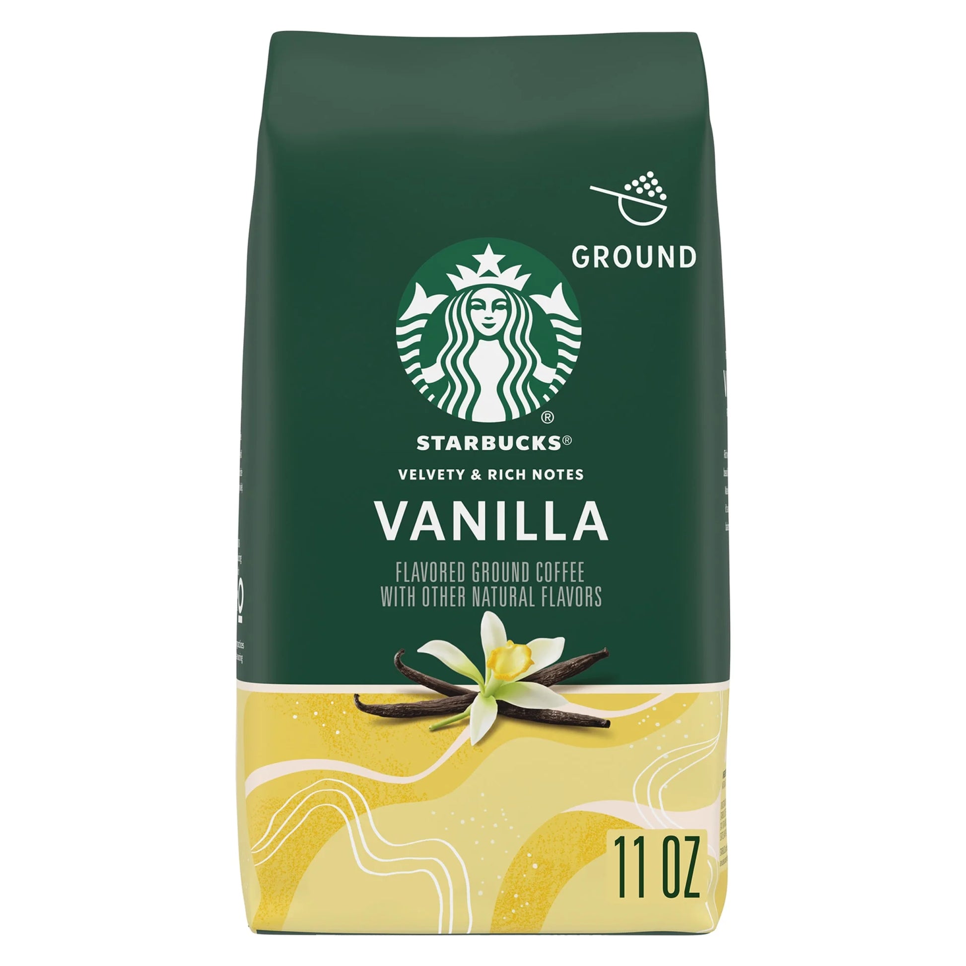 Starbucks Vanilla, Ground Coffee, Flavored Hot or Iced Coffee, 11 Oz