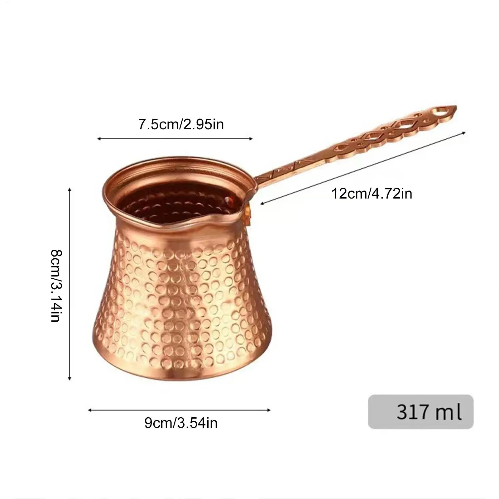 Turkish Coffee Pot Long Handle Vintage Wide Mouth Coffee Maker for Arabic Coffee Stovetop Brewing Classic Coffee Making