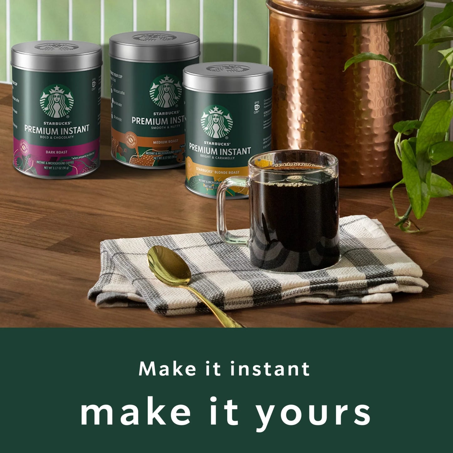 Starbucks Premium Instant Coffee, Dark Roast Coffee, Arabica Beans, 3.17 Oz